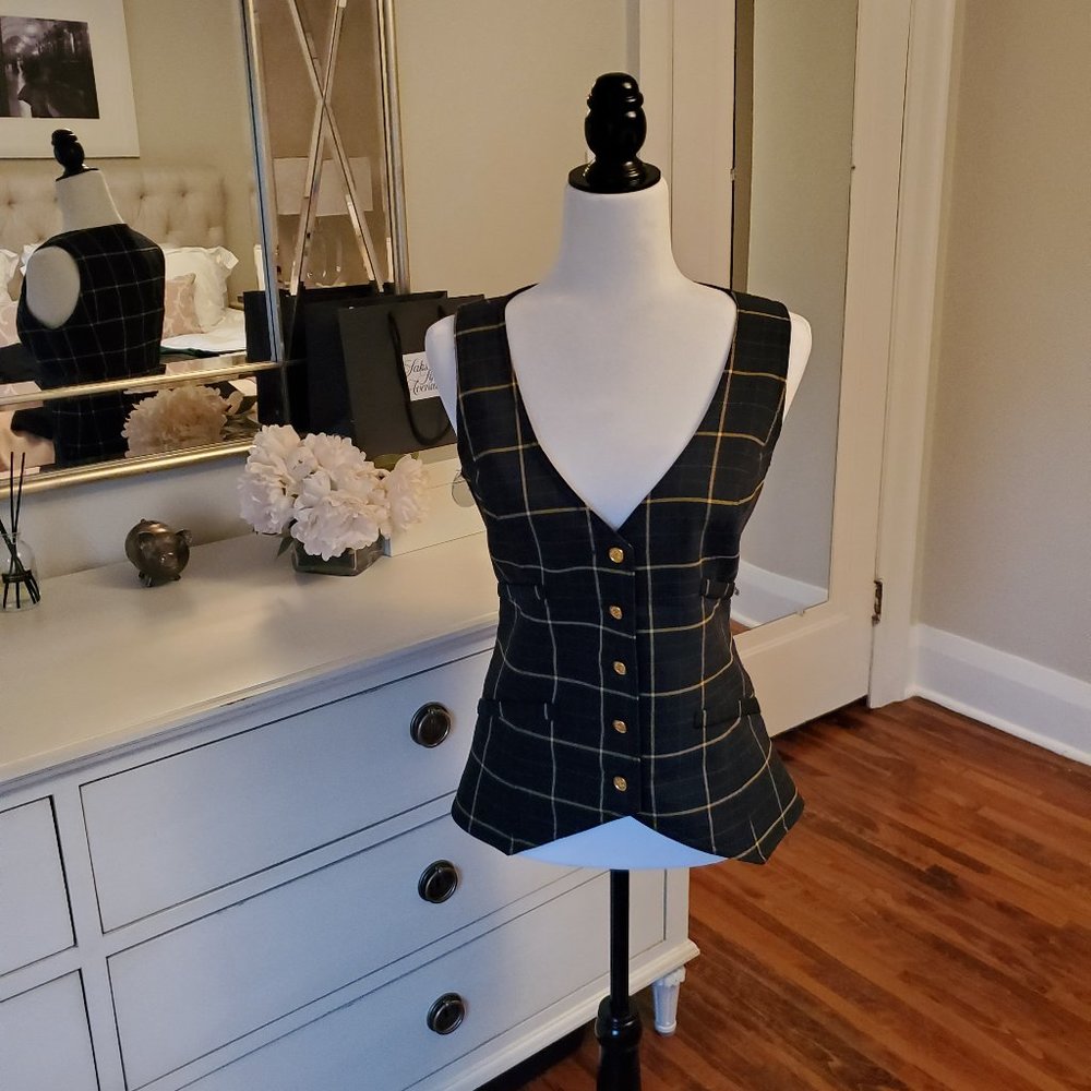 Striped Smythe vest with gold buckles